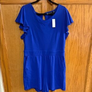 New York & Company Cobalt Blue Ruffle Sleeve Romper